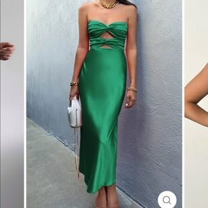 JAUS Micha Slip Dress, size Small, lining in the bodice, green with cut-outs